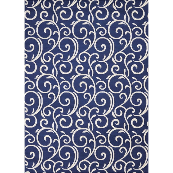 Eclectic Essentials Navy Bohemian Botanical Area Rug