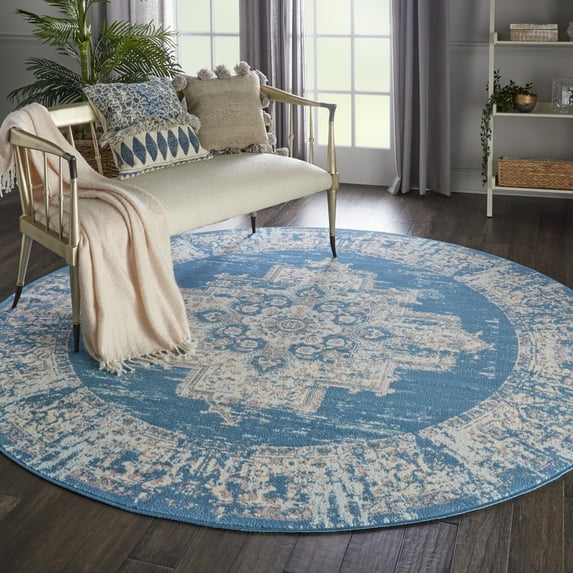 Eclectic Essentials Persian Center Medallion Blue Area Rug