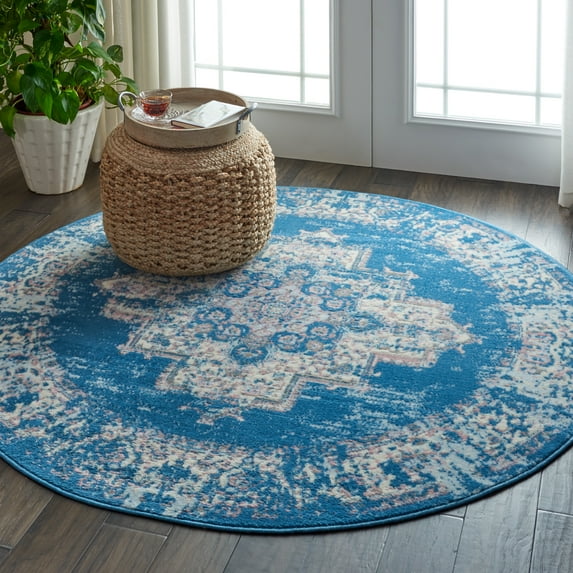 Eclectic Essentials Persian Center Medallion Blue Area Rug