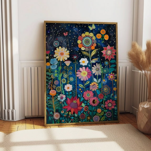 Eclectic Floral Abstract Poster, Unframed Paper Poster 24x36in
