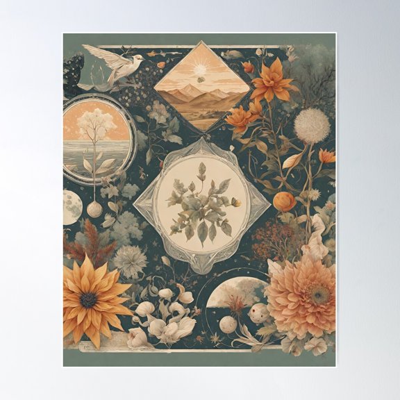 Eclectic Harmony Seasons Poster Wall Art, Modern Wall Decor For Living Room Bedroom, 8x12 UNFRAMED