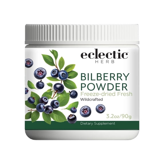 Eclectic Herb - Bilberry Powder Supplement | Vision Health, Cardiovascular Support & Circulation | Superfood Vitamin & Mineral Supplement | Freeze Dried, Vegan, Non-GMO, Gluten Free (3.2 oz | 90 g)