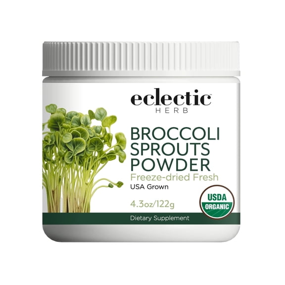 Eclectic Herb - Broccoli Sprouts Powder Nutritional Supplement | Vitamins + Minerals | Antioxidants & Immune | Superfood + Daily Greens Drink Mix | USDA Organic, Non-GMO, Vegan (4.3 oz | 122 g)
