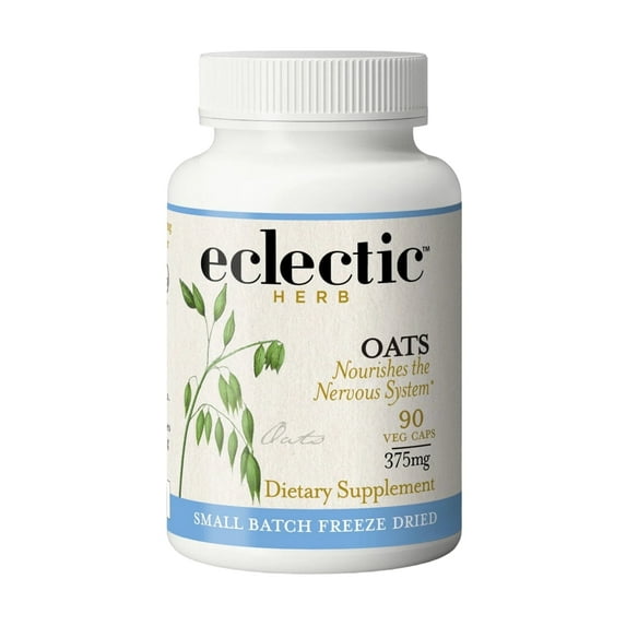 Eclectic Herb - Premium Raw Freeze-Dried Oats Capsules | Milky Green Oats Avena Sativa | Nervous System Support | Natural Dietary Supplement | Organic, Vegan, Non-GMO (90 CT | 375 mg)