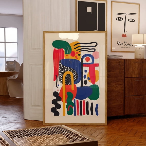 Eclectic Maximalist Colorful Contemporary Wall Poster, Unframed Paper Poster 8x10in