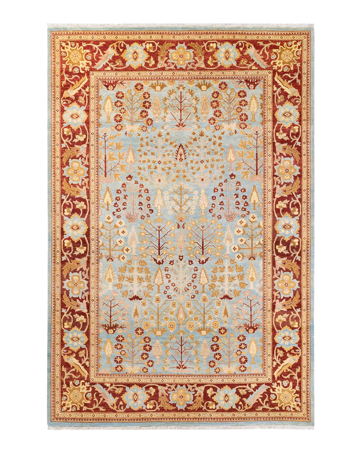 One-of-a-Kind 6'2" x 9'2" Hand-Knotted Wool Area Rug in Light Blue