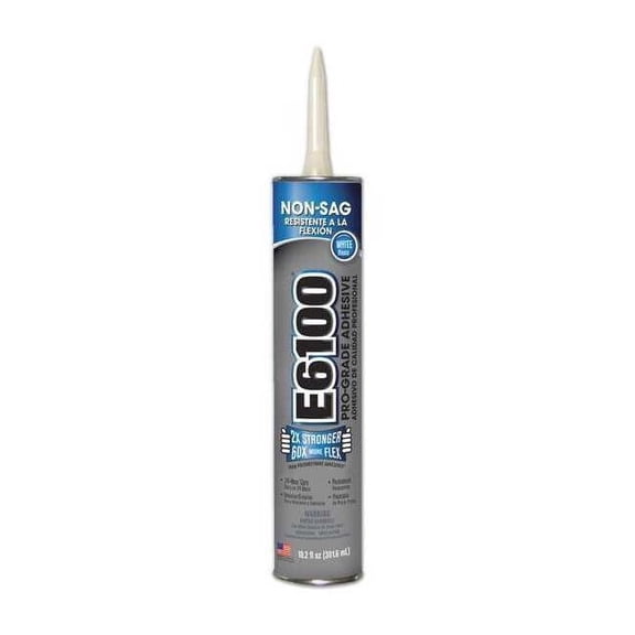 Adhesive, E6100 Series, Cloudy White(Wet), Clear(Dry), 10.2 oz, Cartridge