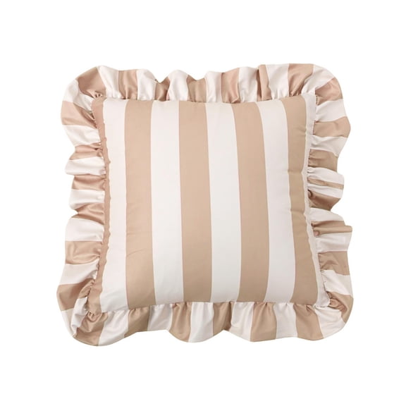 Eclectic throw pillows Decorative Throw Pillow Covers, ruffle throw pillow covers Set of 2 Water-Resistant Striped Design with Ruffle Edge for Outdoor/Indoor Use, Pillow Inserts Included (11x11 inch)