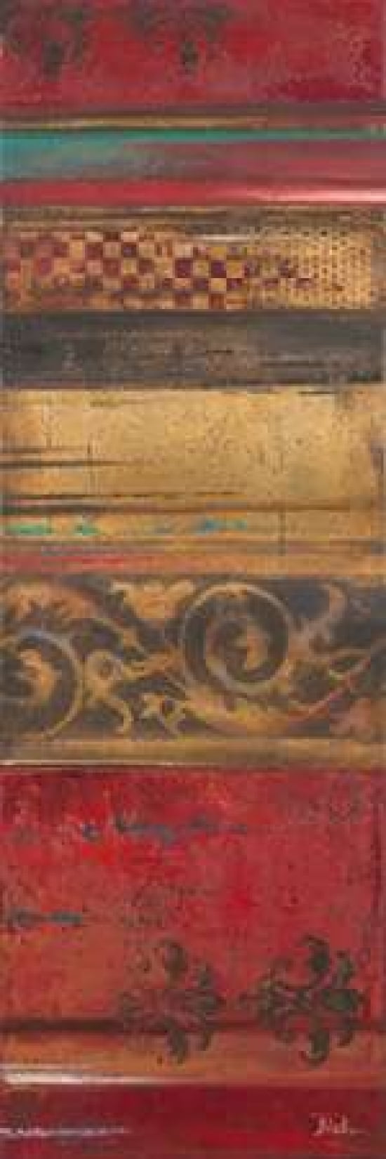 Eclecticism on Red Canvas Art - Patricia Pinto (12 x 36)