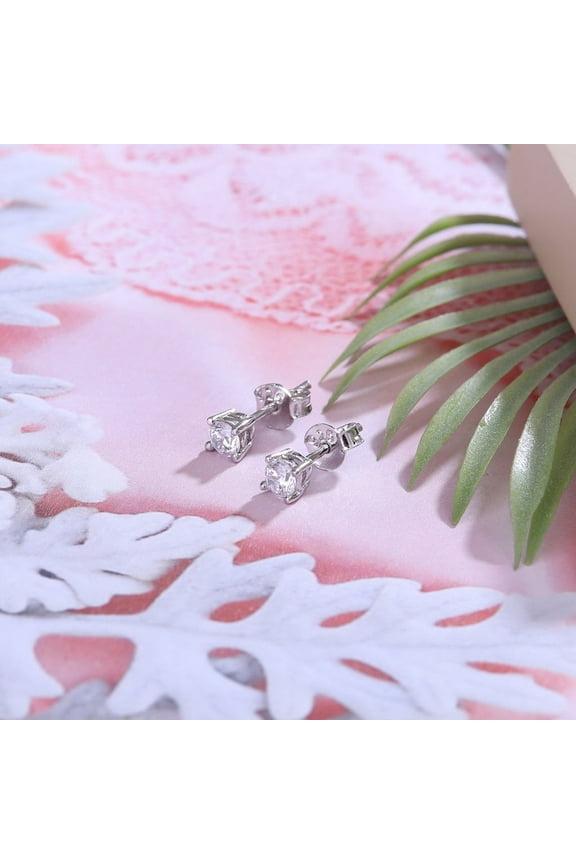 14K White Gold Plated 1.2 Ct Round Cut Lab Created Diamond Engagement Earring - Dazzling Stud for Women - Elegant Jewelry for Her - A Fantastic Choice for Marking Important Events
