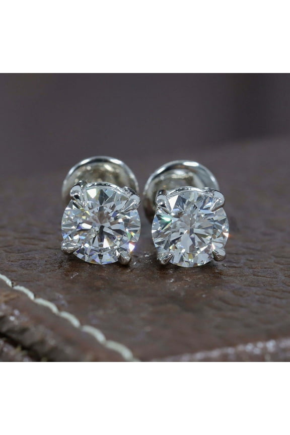 14K White Gold Plated 1.4 Ct Round Cut Lab Created Diamond Stud Earring - Stylish and Dazzling Design for Women's - Gorgeous Jewelry That Complements Any Outfit - A Wonderful Selection