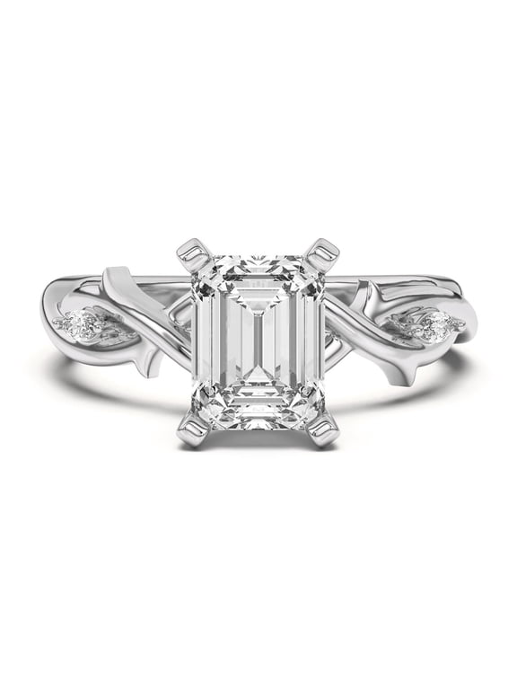 2.02 Ct Emerald Cut Three Stone Infinity Lab-Created Simulated Diamond Engagement Ring 14K White Gold Plated