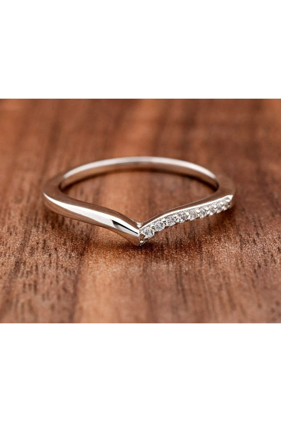 0.5 Ct Round Cut Diamond Ring - 14K White Gold Plated Ring - V Shaped and Chevron Ring for Women's - Wishbone Rings Gifts for Her - Diamond Diamond Beautiful Special Occasion Ring