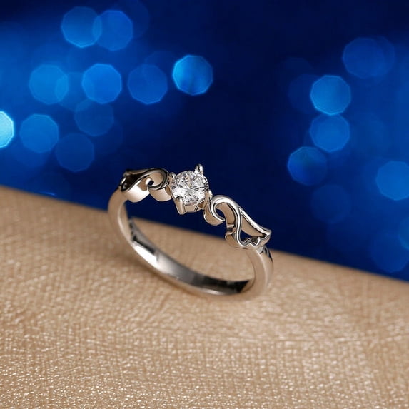 Eclet Jewels 0.7 Ct Round Cut Diamond Ring for Women's - 14K White Gold Over Rings for Women's - Angel Wings Style Rings for Women's - Anniversary Gift For Women's - Latest Engagement Diamond Rings