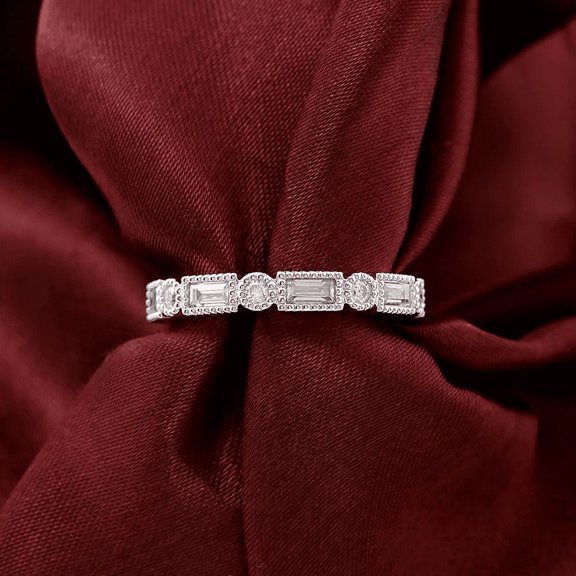 Eclet Jewels 0.9 Ct Emerald Cut Rings - 14K White Gold Over Rings - Anniversary Diamond Jewelry for Men's - Round & Emerald Cut Engagement Wedding Rings - Milgrain Forever Diamond Ring for Women's