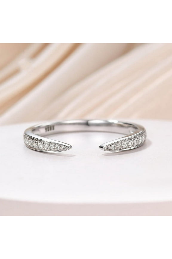 0.9 Ct Round Cut Diamond Rings - 14K White Gold Plated Rings - Beautiful Eternity with Open Band for Gifts - Simple Rings for Her - Party Wear Diamond Rings for Women's