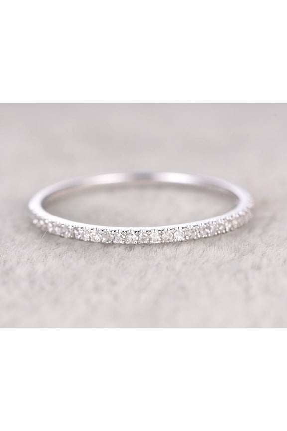 s 0.9 Ct Round Cut Moissanite Rings - 14K White Gold Plated Rings - Eternity Band - Milgrain Minimal Silver Band - Teen Her Birthday Gifts - Marquise & Round Moissanite Eternity Band