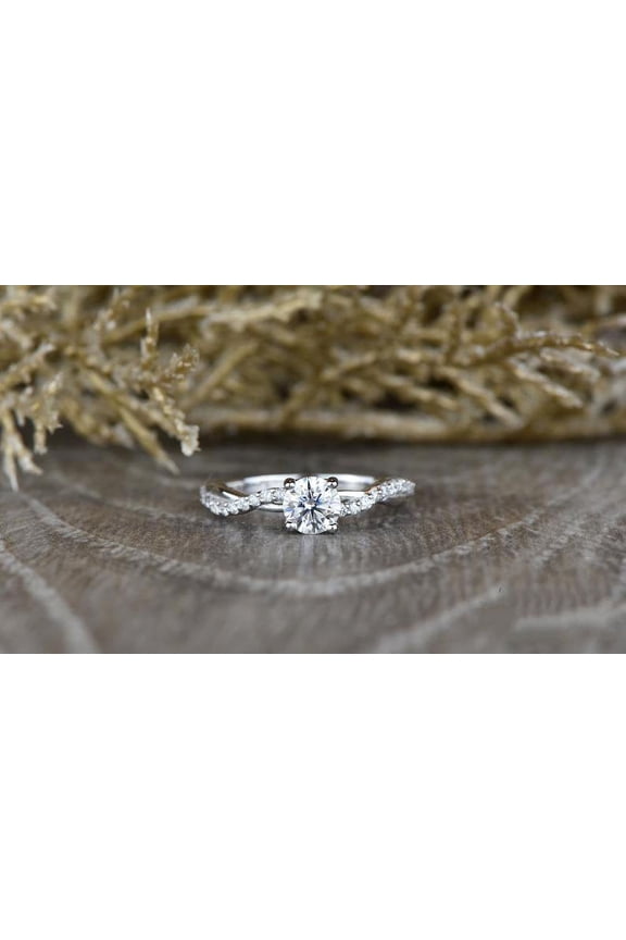 1.4 Ct Round Cut Simulated Diamond - 14K White Gold Plated Rings - Engagement Designer Silver Rings for Women's - Silver Diamond Beautiful Special Occasion Rings