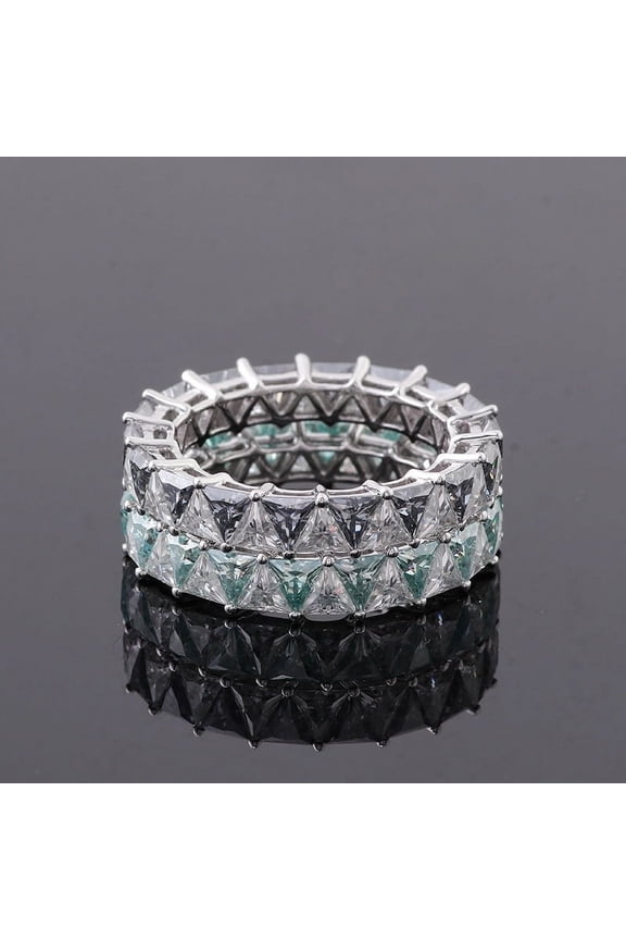 1.4Ct Trillion Cut Lab Created Diamond Solitaire Ring for Women's - 14K White Gold Plated Rings Women's - Two Ring for Women - Triangular Brilliant cut Diamond Ring for Women