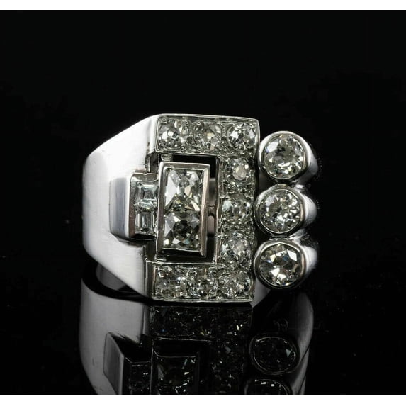 Eclet Jewels 1.5 Ct Lab Diamond Round Cut Wedding Rings - 14K White Gold Plated 14K Rings for Gifts - Latest Men's Jewelry Wedding Silver Rings - Unique Silver Valentine's Day Gift for Men's