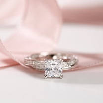 Eclet Jewels 1.7 Ct Princess Cut Diamond Rings for Women's - 14K White Gold Over Rings - Twisted Diamond Shank for Anniversary Rings Gifts - Latest Engagement Diamond Rings - Valentine Proposal Ring