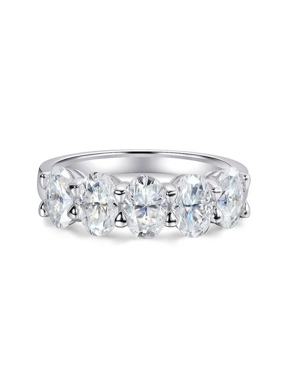 1.8 Ct Oval Cut Lab-Created Simulated Diamond Multi Stone Stacking Engagement Ring 14K White Gold Plated Wedding Ring for Women