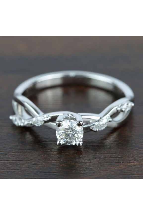 s 1.8 Ct Round Brilliant Cut Diamond Ring - 14K White Gold Over Wedding Anniversary Ring - Infinity Twisted Cross Over Shank Engagement Rings for Women's - Causal Daily Wear Ring For Her