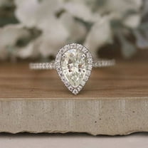 Eclet Jewels 1.9 Ct Pear Cut Diamond Rings - Diamond Wedding Ring for Women's - 14K White Gold Plated Ring - Latest Halo Diamond Ring for Women's - Special Occasion Ring Women's