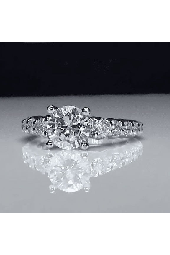 1.9 Ct Round Brilliant Cut Diamond Rings - 14K White Gold Plated Wedding Anniversary Rings for Women's - Gorgeous Anniversary Gift for Women's - Latest Engagement Diamond Rings