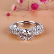 ECLET JEWELS 1.9 Ct Round Cut Diamond Rings - 14K White Gold Over Rings - Gorgeous Anniversary Gift for Women's - Party Wear Milgrain Diamond Rings for Women's - Christmas Special Gift for Her