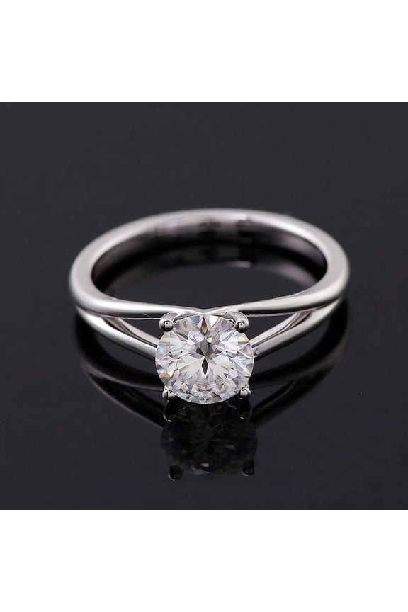 s 1.9 Ct Round Cut Moissanite Solitaire Rings - 14K White Gold Plated Ring - Splite Shank Engagement Gifts for Women's - Latest Engagement Moissanite Rings - Christmas Special Gift for Her