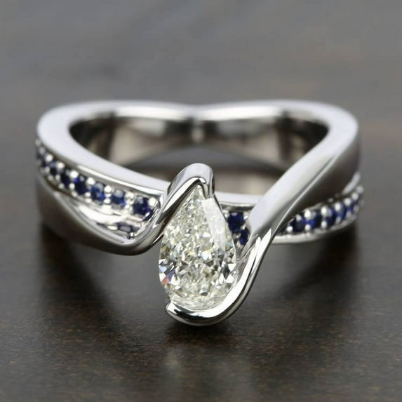 Eclet Jewels 1.9 Ct VVS1/D Pear Cut Lab Created Simulated Diamond Ring - 14K White Gold Plated Wedding Anniversary Ring - Bypass and Split Shank Diamond Ring for Women's - Gorgeous Anniversary Gifts