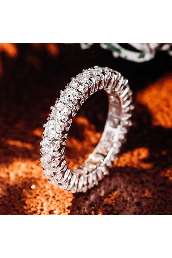 1 Ct Cushion Cut Diamond Rings for Her - 14K White Gold Plated Rings - Elegant Eternity White Diamond Wedding Engagement Band for Women's - Modern Party Wear Ring for Women Gifts