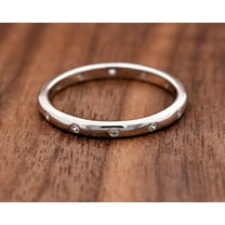 Eclet Jewels 1 Ct Round Brilliant Cut Lab Created Diamond Ring - 14K White Gold Plated Anniversary Ring - Wedding Flush Set Ring Band for Women's - Party Wear Diamond Ring - Bridal Jewelry