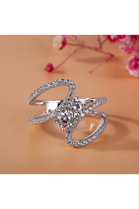 14K White Gold Over Rings - Round Cut 1.7 Ct Diamond Rings - Split Shank Engagement Diamond Ring - Swiral Forever Diamond Rings for Women's - Bypass Daily Wear White Diamond Rings