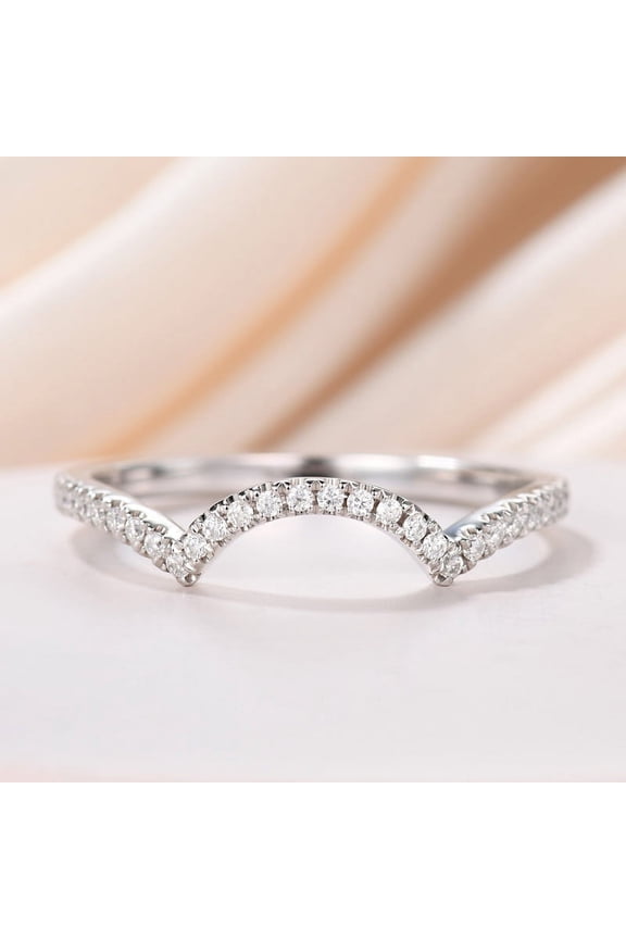 s 14K White Gold Plated 14K Ring - 0.7 Ct Round Cut White Moissanite Ring for Women's - Half Moon Style Designer Ring for Her - Beautiful Wedding Ring for Gift - Forever Moissanite Ring