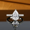 thumbnail image 1 of Eclet Jewels 14K White Gold Plated Birthday Rings - Prong Set 2 Ct Pear Cut Lab Created Diamond Rings - Solitaire With Accents Wedding Rings for Women's - Halo Solitaire with Accent Engagement Rings, 1 of 9
