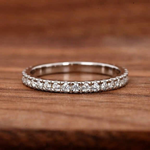 Eclet Jewels 14K White Gold Plated Diamond Ring - Brilliant 0.9 Ct Round Cut Diamond Ring - Full Eternity Diamond Rings for Women's - Simple Diamond Rings for Women's - Party Wear Diamond Rings