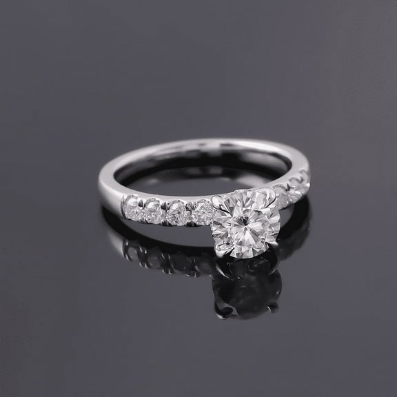 Eclet Jewels 14K White Gold Plated Diamond Ring - Brilliant 1.8 Ct Round Cut Diamond Rings for Her - Solitaire with Accent Diamond Ring for Women's - Wedding Diamond Ring for Women's