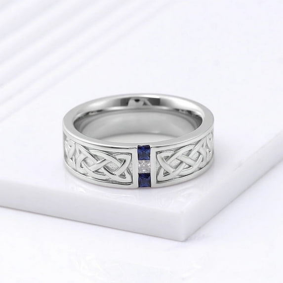 Eclet Jewels 14K White Gold Plated Diamond Rings - Princess Cut Excellent 0.5 Ct Diamond Engagement Rings - Engagement Wedding Trilogy Rings for Men's - Classic Engagement Wedding Men's Rings
