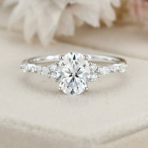 Eclet Jewels 14K White Gold Plated Ring - 1.9 Ct Oval Cut Lab Created Diamond Ring - Promise Ring for Women's - Forever Diamond Ring for Women's - Solitaire With Accents Ring For Her