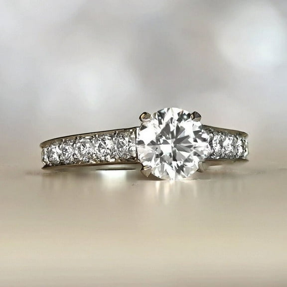 Eclet Jewels 14K White Gold Plated Ring - 1.9 Ct Round Brilliant Cut Diamond Ring - Solitaire with Accent Diamond Rings for Women's - Engagement Diamond Rings for Women's - Birthday Gift