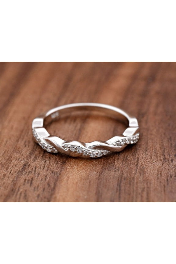 14K White Gold Plated Rings - 0.6 Ct Round Cut Diamond Rings - Twisted Shape Engagement Gift for Women's - Criss Cross Wedding Rings for Gifts - Stackable Diamond Rings On Clearance