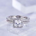 thumbnail image 1 of Eclet Jewels 14K White Gold Plated Rings - 1.9 Ct Princess Cut Moissanite Rings - Bridal Set Engagement Halo Silver Rings - Unique Jewelry Collection with Matching Band for Women's - Proposal Ring, 1 of 9