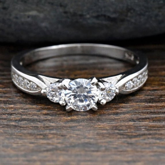 Eclet Jewels 14K White Gold Over Rings - 1.8 Ct Round Cut Diamond Rings for Gifts - Causal Daily Wear Silver Ring For Women's - Proposal Delicate Ring for Her - Daily Wear Diamond Rings for Women's