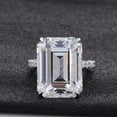 thumbnail image 1 of Eclet Jewels 14K White gold Plated Diamond Rings - Excellent 2.4 Ct Emerald Cut Lab Created Simulated Diamond Ring - Solitaire with Accent Diamond Rings for Her - Simple Engagement Wedding Ring, 1 of 9