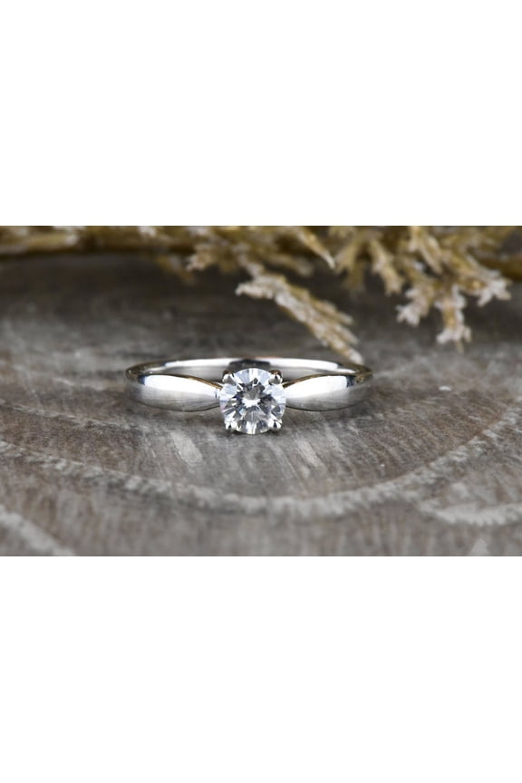 2.1 Ct Round Brilliant Cut Diamond Ring - 14K White Gold Plated Ring - Solitaire Engagement Diamond Ring for Her - Daily Wear Diamond Ring - Forever Diamond Ring for Women's