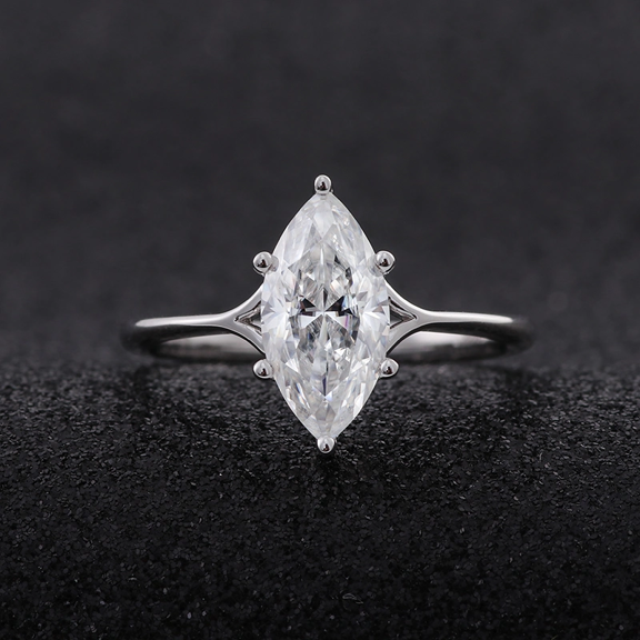 Eclet Jewels 2.2 Ct Marquise Cut Diamond Rings - 14K White Gold Over Rings - Engagement Wedding Split Shank Rings for Women's - Special Occasion Forever Diamond Ring Women's - Promise Gifts for her
