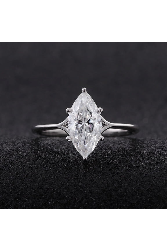2.2 Ct Marquise Cut Diamond Rings - 14K White Gold Plated Rings - Engagement Wedding Split Shank Ring for Women - Special Occasion Forever Diamond Ring Women's - Promise Gifts for her