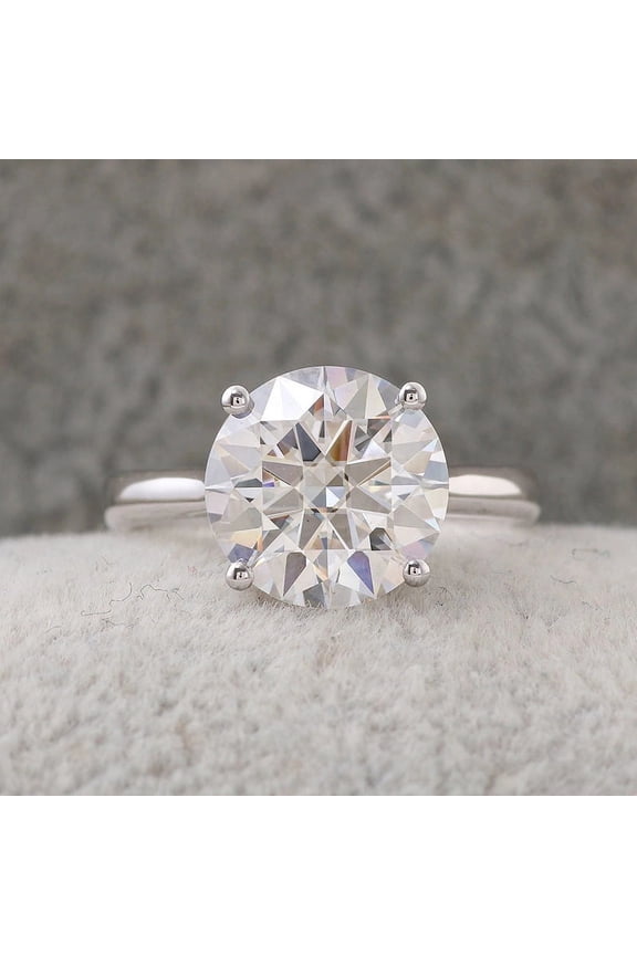 s 2.2 Ct Round Cut Moissanite Rings - 14K White Gold Plated Rings - Solitaire Engagement Rings for Her - Solo Stone Wedding Moissanite Ring for Women's - Valentine Proposal Rings